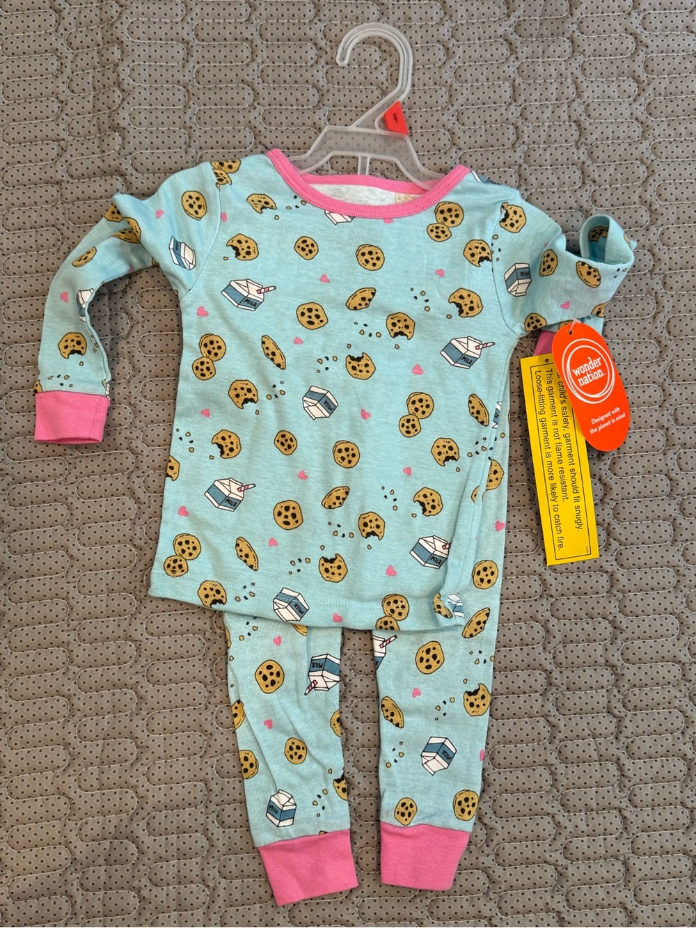 wonder nation Mint & Pink Cookie and Milk Two-Piece Pajama Set